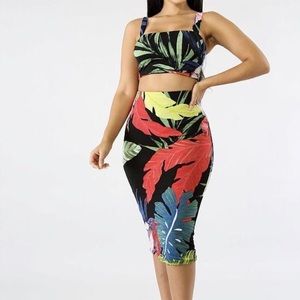Tropical long skirt set